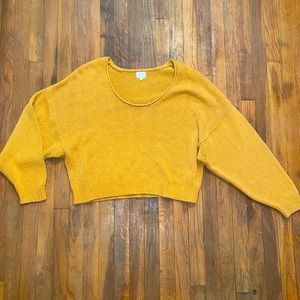 Emory Park mustard yellow swoop neck sweater. Size L